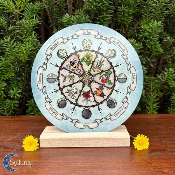 Jaarwiel Wheel of the Year Altaar Deco Hekserij Jaarfeesten Blauw-1