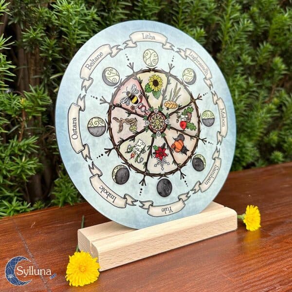 Jaarwiel Wheel of the Year Altaar Deco Hekserij Jaarfeesten Blauw-2