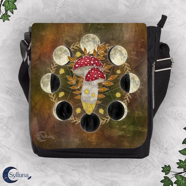Paddenstoelen Maanfasen Vliegenzwam- Vierkant Klein Schoudertas Sylluna