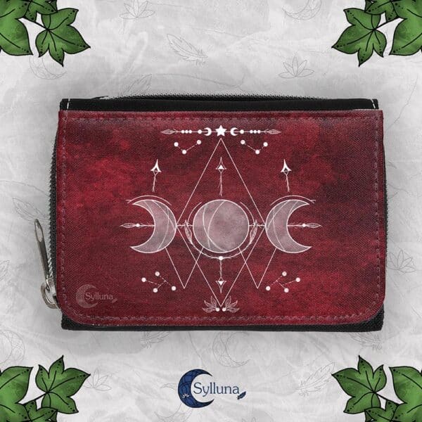 Portemonnee met Rits- Drievoudige Maan Rood