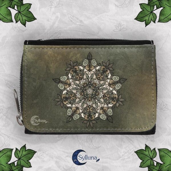 Portemonnee met Rits- Mandala Groen-Bruin