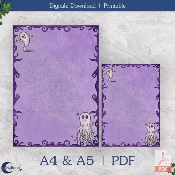 Schrijfpapier en Journal Papier Set-Spookjes Paars-Sylluna 2