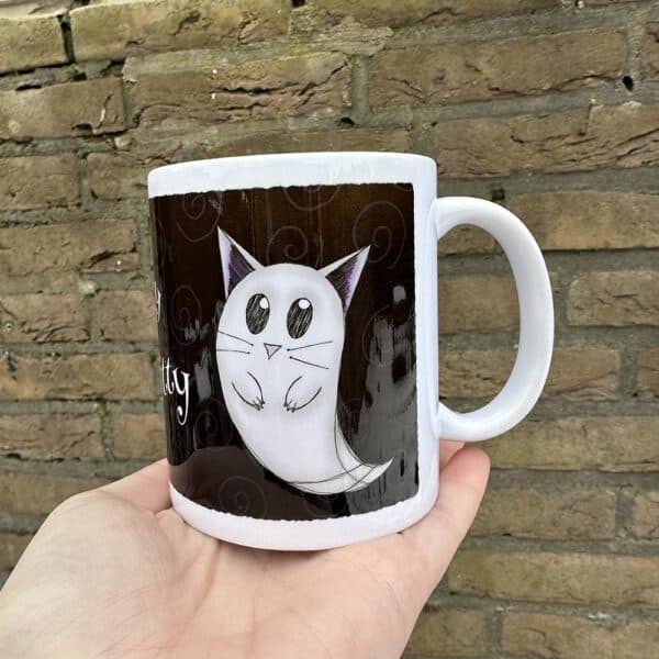 Spooky Kitty Grote Mok-Ghost Halloween Mug-3