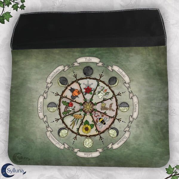 Losse Tas Flap Rechthoek Groot-Jaarfeesten - Jaarwiel Groen